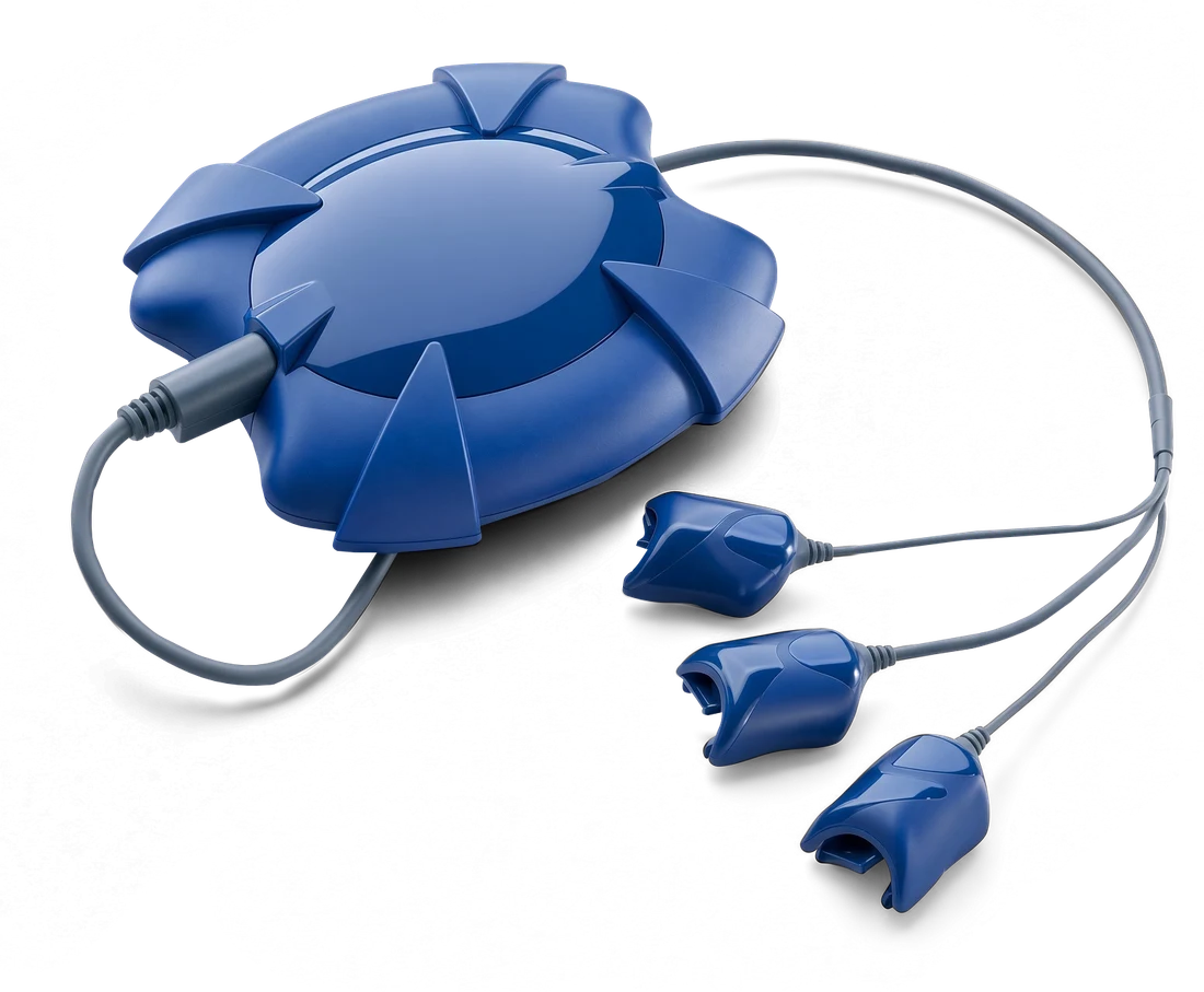 The Wild Divine Lightstone biofeedback sensor with its three finger sensors