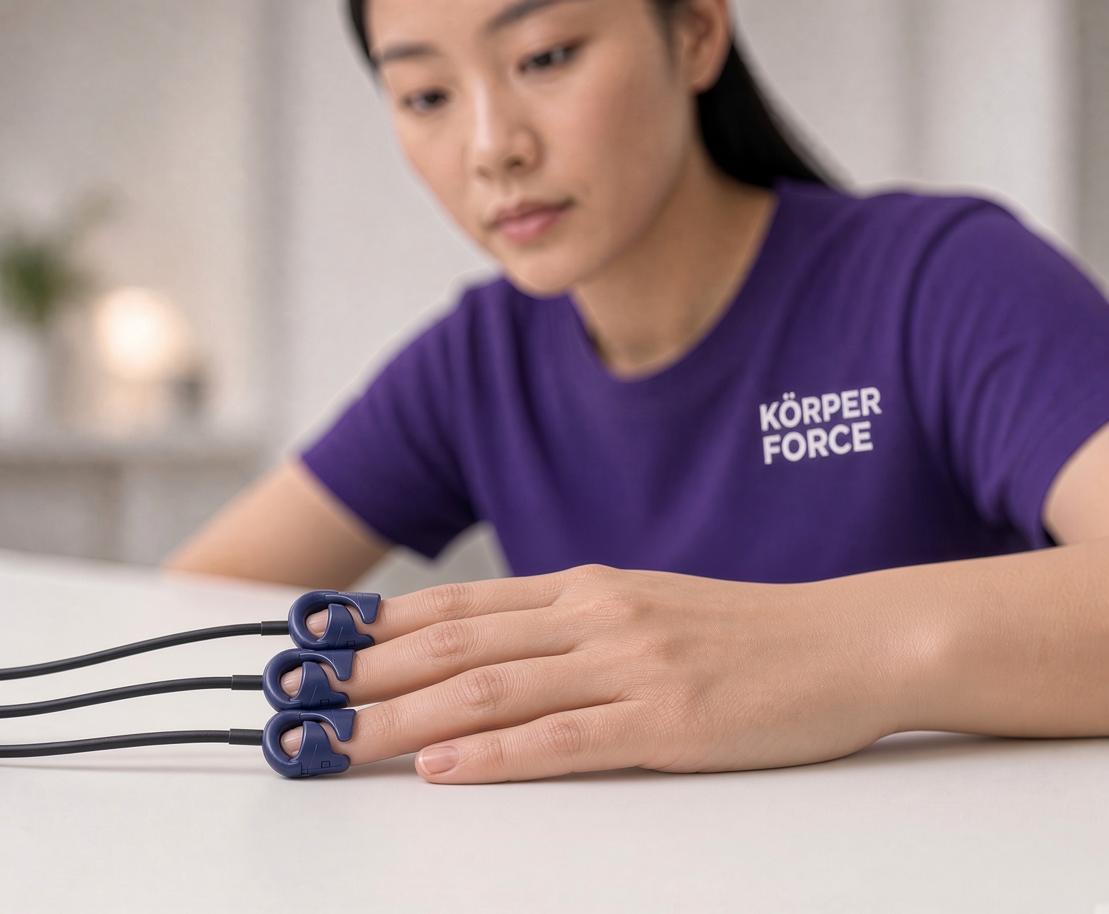 Woman using the Lightstone biofeedback sensor